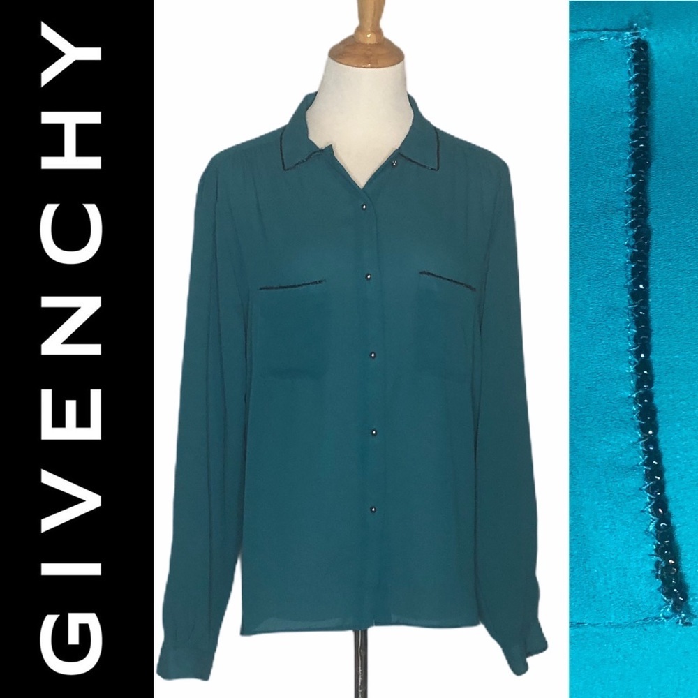 Vintage Giverchy for Chesa Turquoise Beaded Blouse